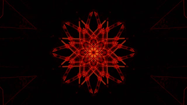 레드 기하학적 스타 만다라 VJLoops - 다크 추상 모션 배경