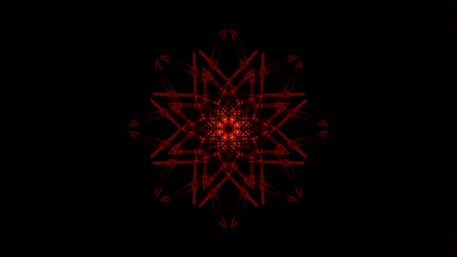 레드 기하학적 스타 만다라 VJLoops - 추상 다크 모션 배경