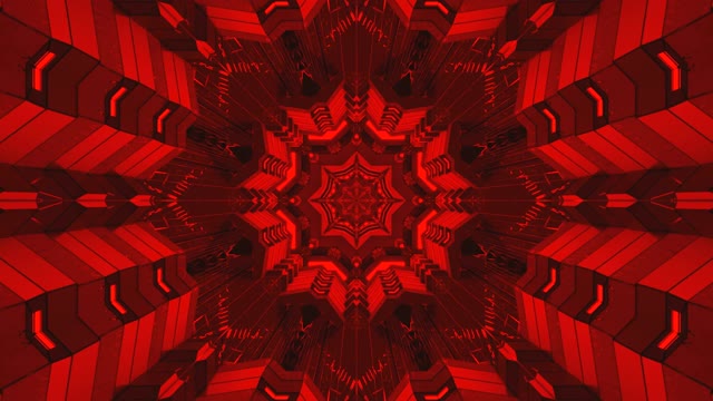 레드 기하학적 칼레이도스코프 VJLoops - 추상 대칭 모션 배경