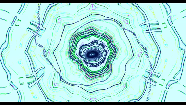 추상적 코즈믹 터널 VJ Loop - 녹색 파란색 기하학적 모션 배경