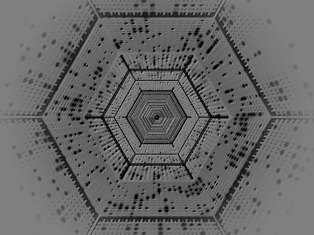 회색 육각형 네온 터널 화면보호기 4:3 클래식 60fps VJ Loop PC