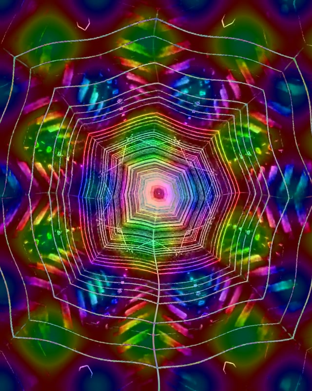 Neono tunelio vaivorykštės voro tinklo sūkurys VJ Loop 4:5 Instagram 60fps ekrano užsklanda