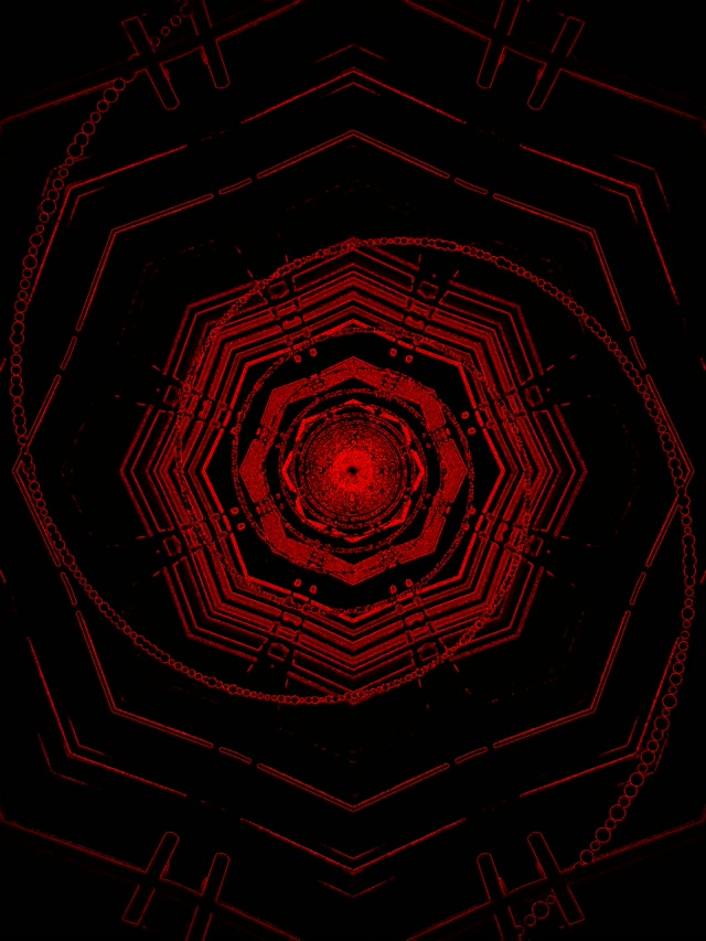 Raudonas Neoninis Tunelis Aštuonkampis Sūkurys VJ Loop 60fps 3:4 iPad Portrait Ekrano užsklanda