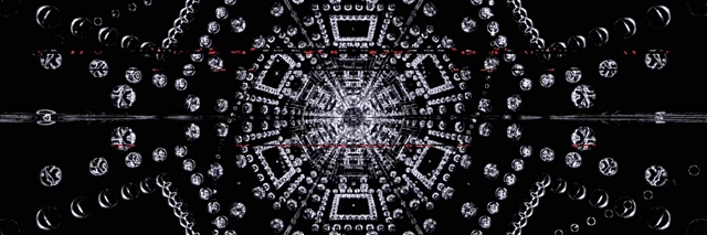 Vj loop Neoninio Tunelio Kristalinis Šešiakampis Mandala 3:1 triple wide 60fps ekrano užsklanda