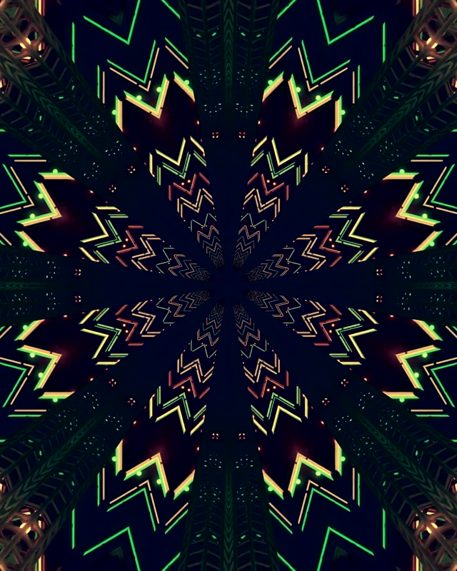 Neoninės Šviesos Tunelis Žalias Zigzag Kaleidoskopas 60fps 4:5 Instagram Ekrano Užsklanda PC Vj Loop