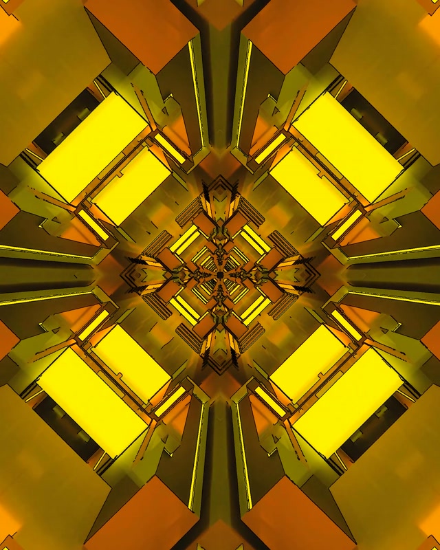 Auksinis Neon Tunelis Kaleidoskopas Ekrano Užsklanda 60fps 4:5 Instagram VJ Loop