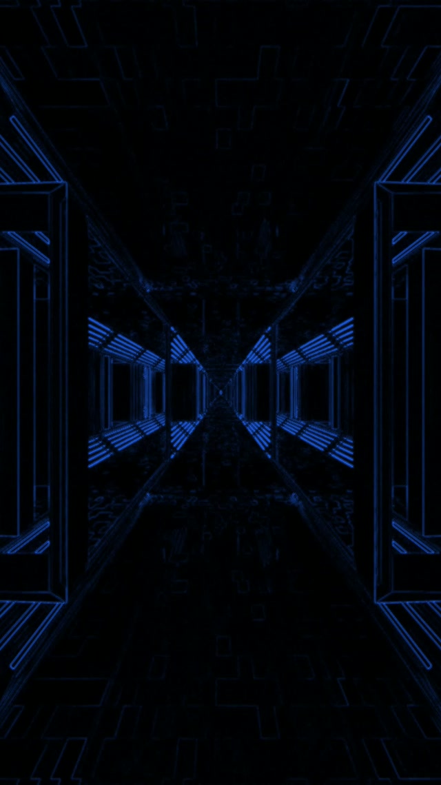 Neon Tunelis Mėlynas Tinklelis VJLoops 9:16 Reels 60fps Ekrano Užsklanda