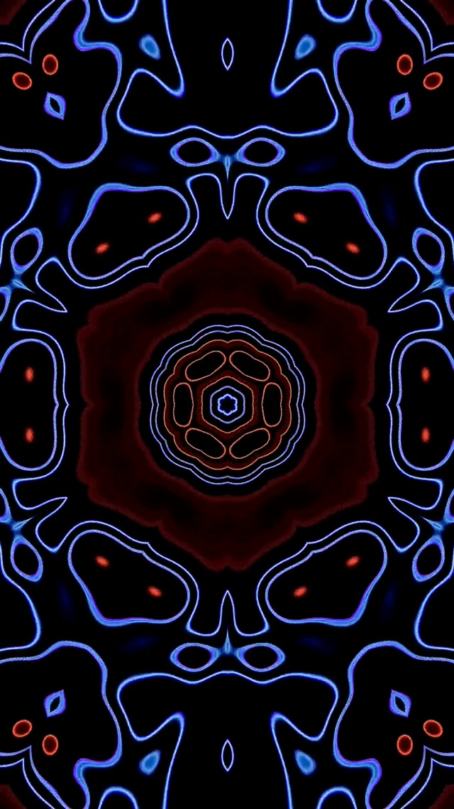 Neon Tunnel Red Blue Kaleidoscope Flower VJ Loop 9:16 Reels 60fps Screensaver