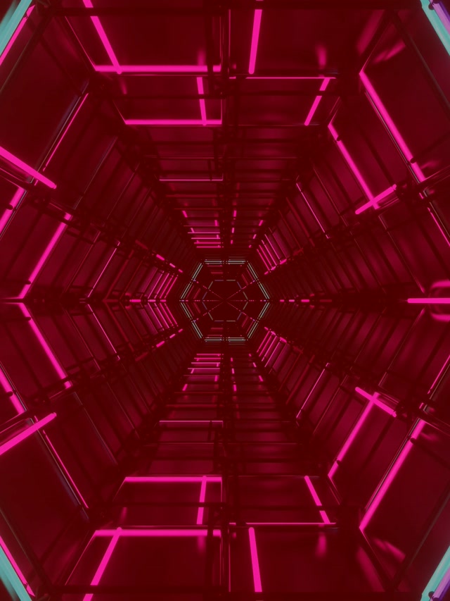 Neoninis Tunelis Šešiakampio Tinklelis VJ Loop 3:4 iPad Portrait 60fps Ekrano užsklanda