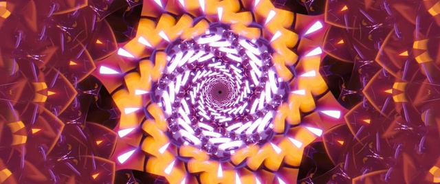 Spiraling Purple Gold Neon Tunnel VJ Loop 2.39:1 Cinemascope 60fps Screensaver