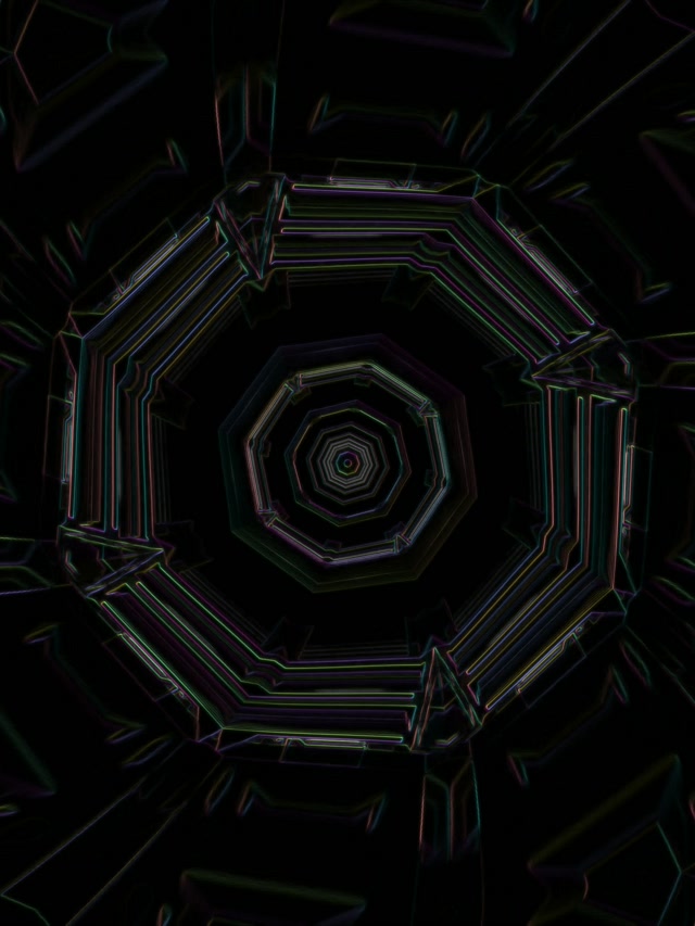 Neon Tunnel Octagon Vortex 3:4 iPad Portrait 60fps VJ Loop Screensaver