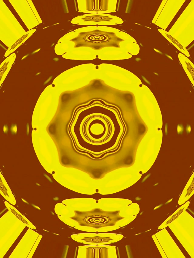 Auksinis Mandala Neoninis Tunelis VJ Loop 3:4 iPad Portrait 60fps Ekrano užsklanda