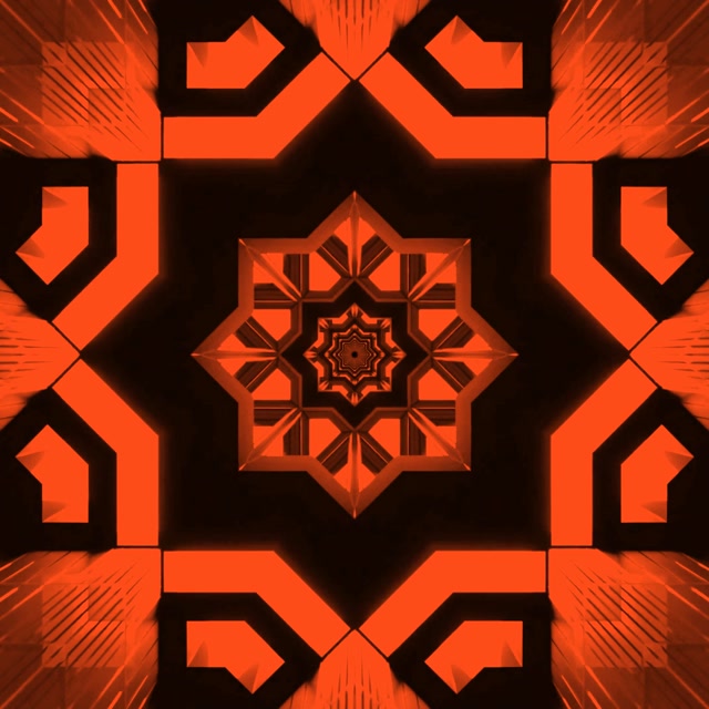 Neona Tunelis Oranžā Kaleidoskopa Zvaigzne Vj Loop 1:1 Square 60fps Ekrānsaudzētājs