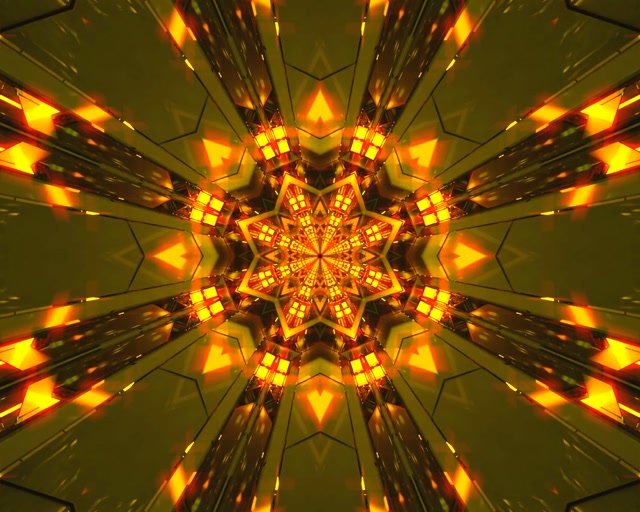 Neon Tunelis Zelta Zvaigzne Kaleidoskops VJ Loop 5:4 Industrial 60fps Ekrānsaudzētājs