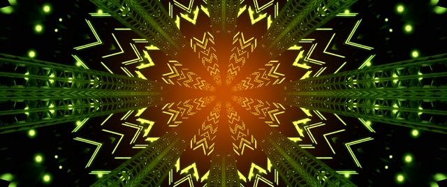 Neon Tunelis Zaļā Zelta Kaleidoskopa Sprādziens VJLoops 2.39:1 Cinemascope 60fps Ekrānsaudzētājs