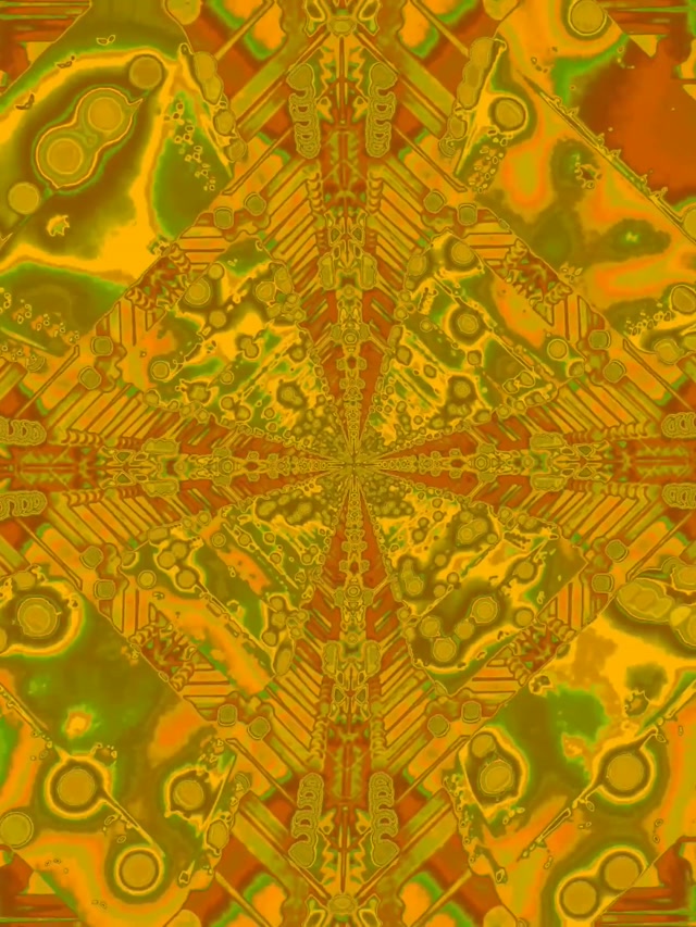 Neona Tunelis Zeltains Kaleidoskops Fraktālis VJ Loop 3:4 iPad Portrait 60fps Ekrānsaudzētājs