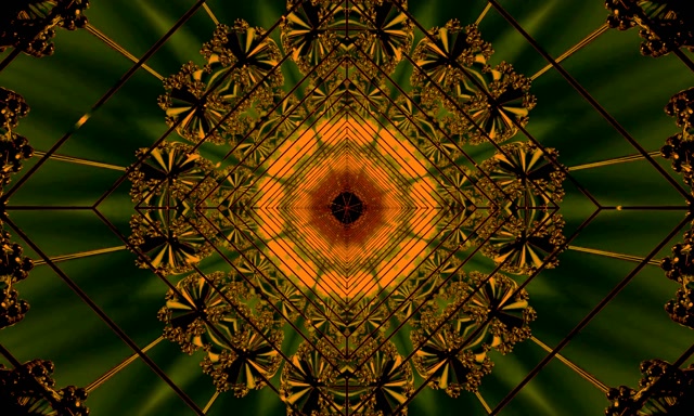 Златно зелена фрактална неонски тунел Screensaver 5:3 Wide 60fps VJ Loop