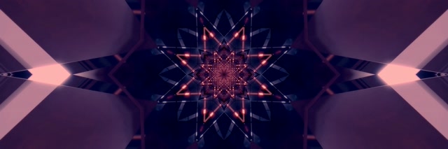 Neon Tunnel Star Kaleidoscope VJ Loop 3:1 Triple Wide 60fps Screensaver