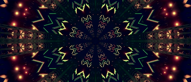 Неонски тунел зелена ѕвезда 60fps 21:9 Ultrawide Screensaver VJ Loop