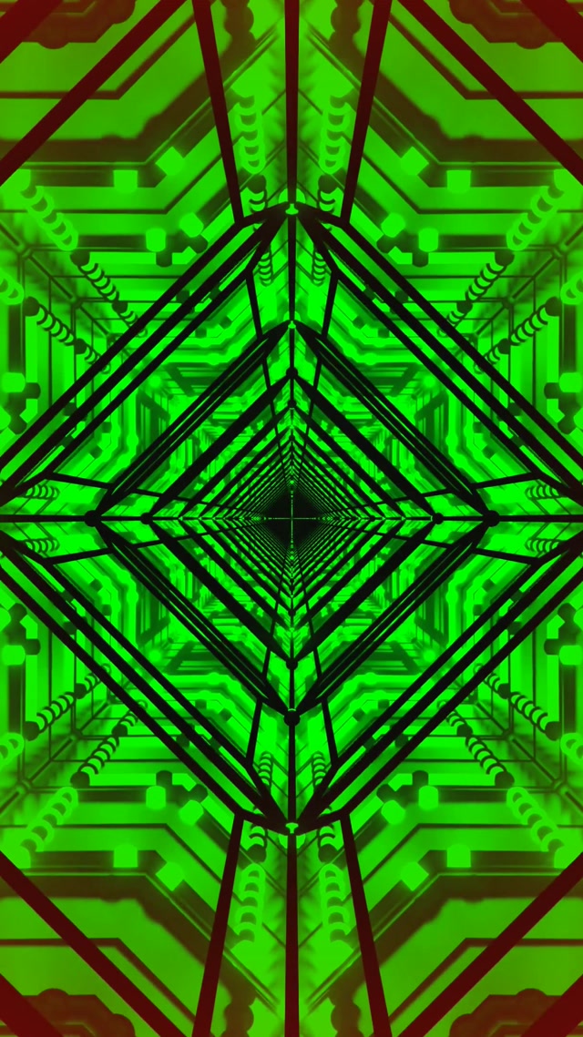 Зелен неонски тунел Screensaver 60fps 9:16 Reels VJ Loop PC Laptop