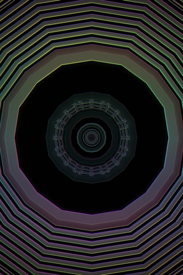 Neon Tunnel Octagonal Vortex 2:3 Portrait 60fps VJ Loop Screensaver