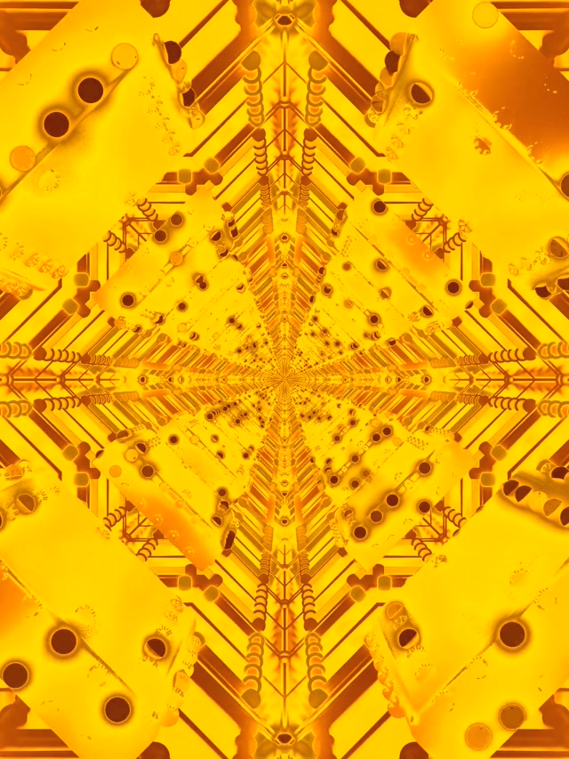 Golden Neon Tunnel Screensaver 3:4 iPad Portrait 60fps VJ Loop PC Laptop