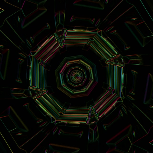 Neon Tunnel Octagon Vortex | 1:1 Square 60fps Screensaver VJ Loop