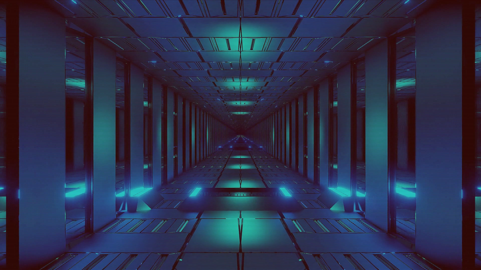 Terowong Neon Screensaver 4K UHD 60fps Biru Sci-Fi VJLoops