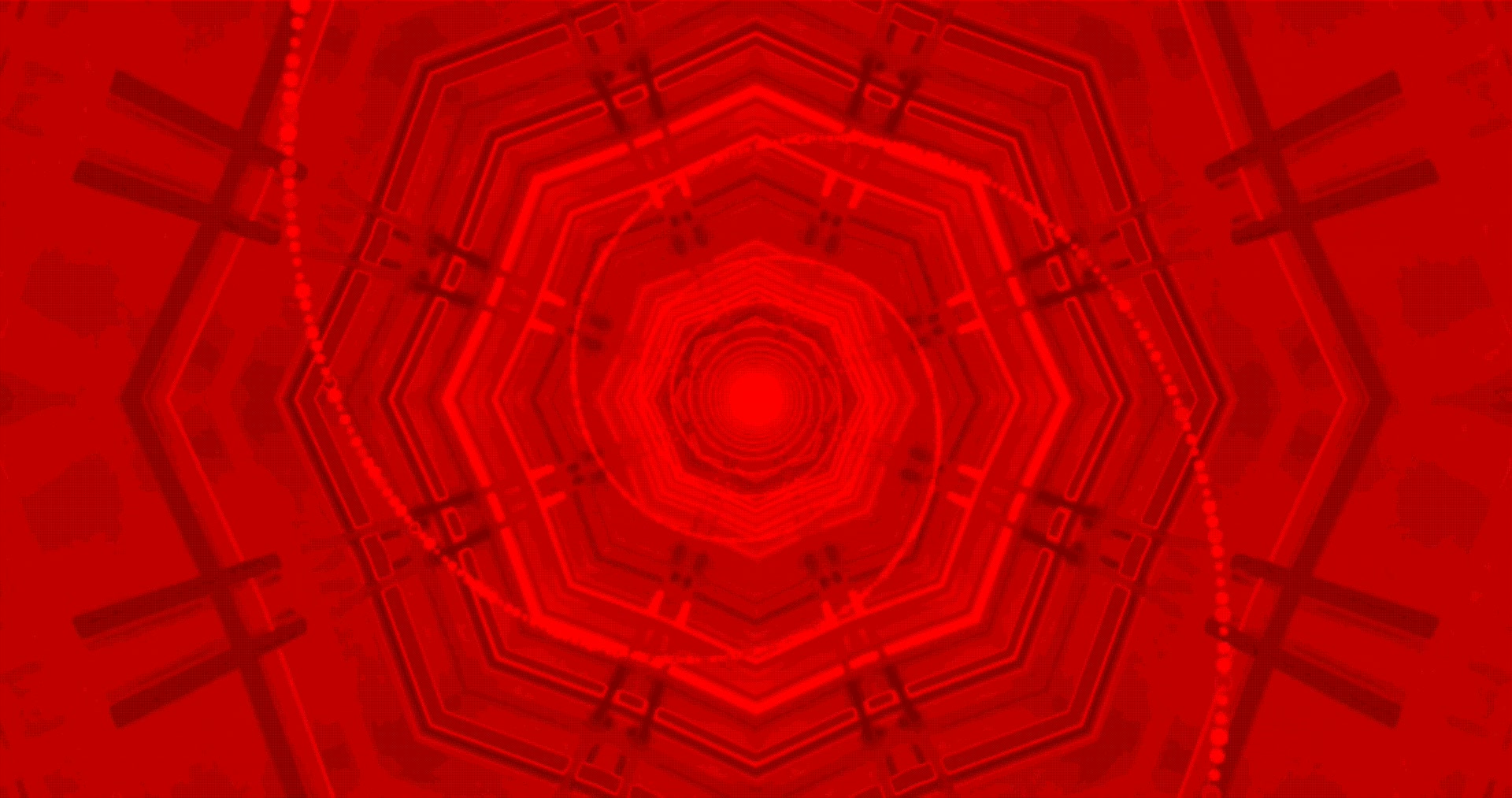 Terowong Neon Hex Merah Pekat Screensaver 4K UHD 60fps Latar Belakang Bergerak