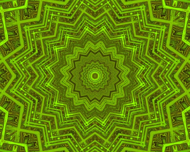 Terowong Neon Hijau Bintang Kaleidoskop Screensaver 5:4 Industrial 60fps VJ Loop