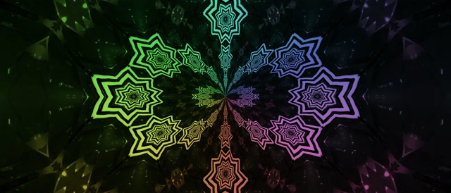 Terowong Neon Pelangi Mandala Bintang Vj Loop 21:9 Ultrawide 60fps Screensaver