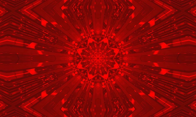 Fraktal Merah Kaleidoskop Terowong Neon VJ Loop 5:3 Wide 60fps Penyelamat Skrin