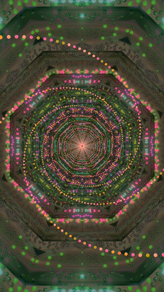 Neon Terowong Pusaran Oktagon VJ Loop 9:16 Reels 60fps Penyelamat Skrin