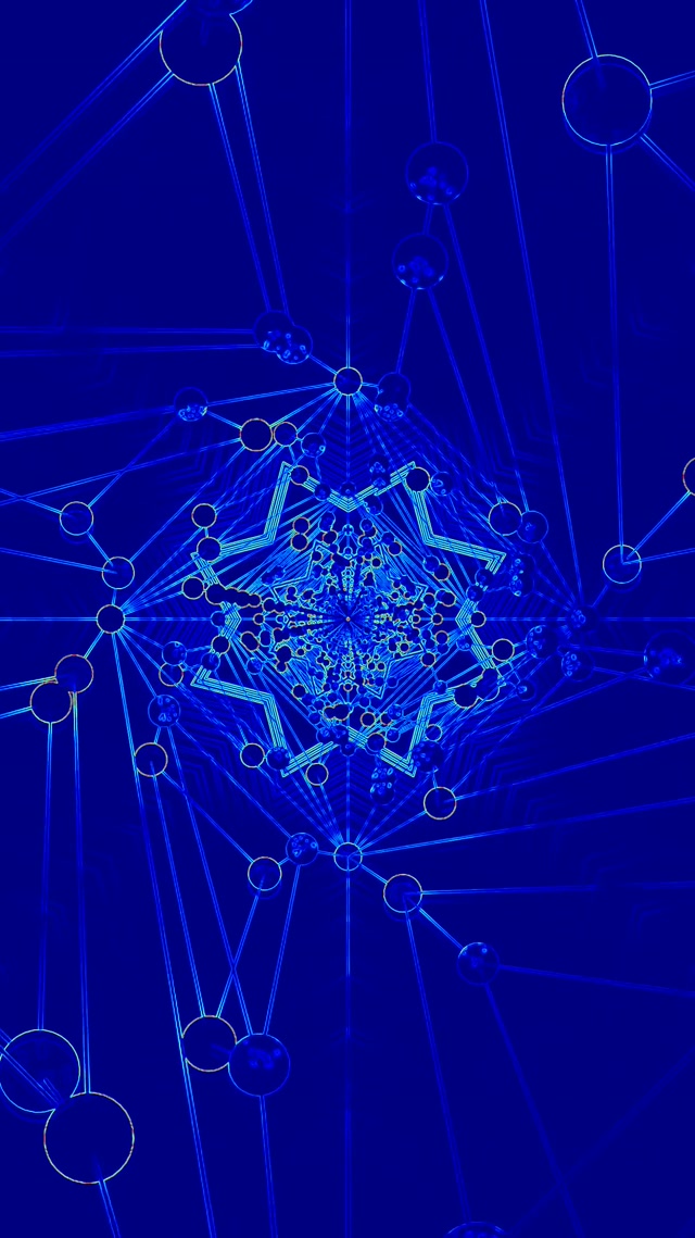 Terowong Neon Biru Rangkaian Penyelamat Skrin 60fps 9:16 Reels VJ Loop