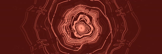 Terowong Neon Pusaran Oktagon Merah VJ Loop 3:1 Triple Wide 60fps Screensaver