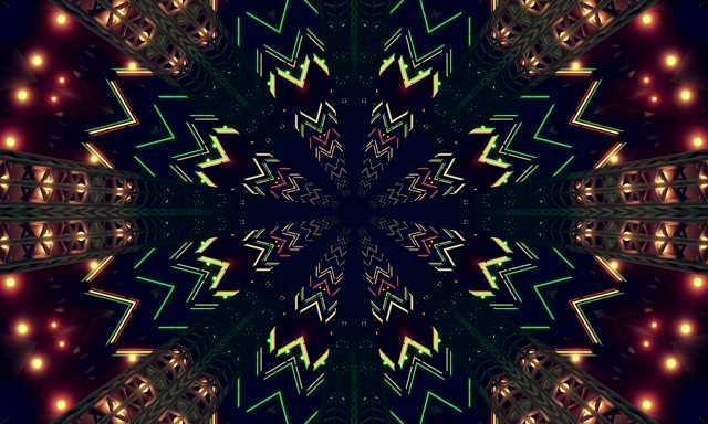 Terowong Neon Hijau Zigzag Screensaver 5:3 Wide 60fps VJ Loop PC