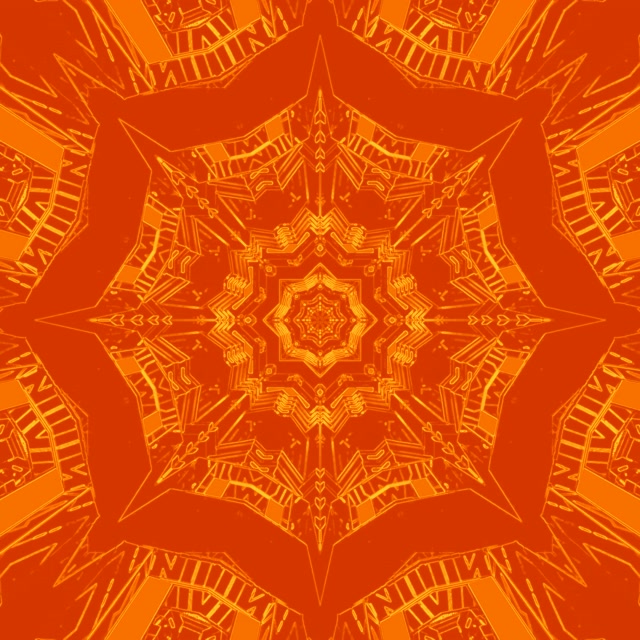 Terowong Neon Bintang Kaleidoskop Fraktal Jingga VJ Loop 1:1 Segi Empat 60fps Screensaver