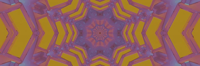 Kaleidoskop Terowong Neon Ungu Emas 3:1 Triple Wide 60fps Screensaver VJ Loop