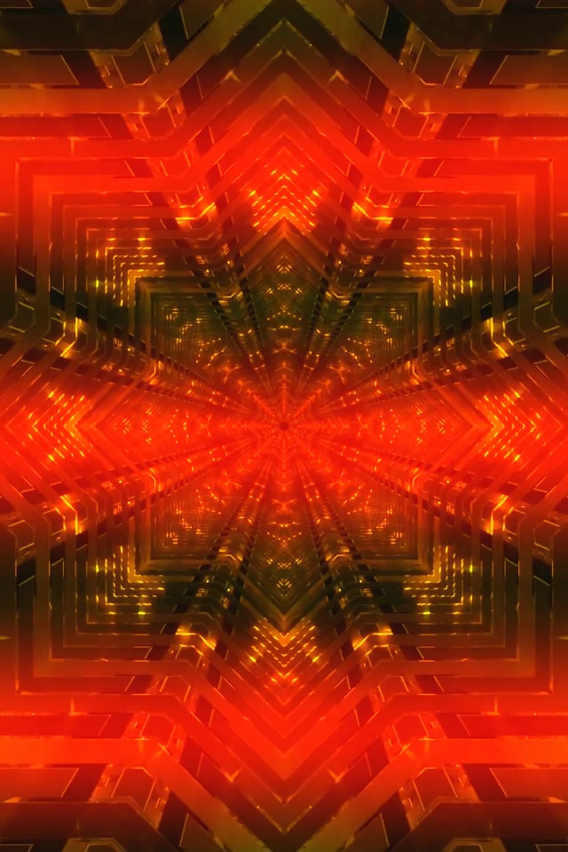 Neon Tunnel Bintang Berapi Kaleidoskop VJLoops 2:3 Photo Portrait 60fps Screensaver