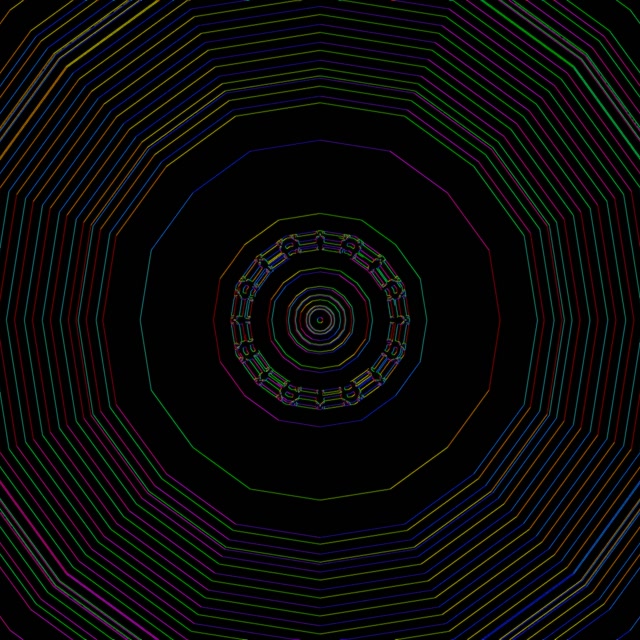 Neon Tunnel Spiral Dekagon Pelangi Screensaver VJLoops 1:1 Square 60fps