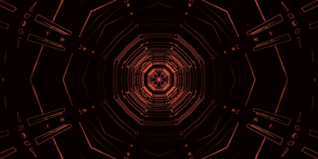 Oktagon Merah Terowong Neon VJLoops 2:1 Univisium 60fps Penyelamat Skrin