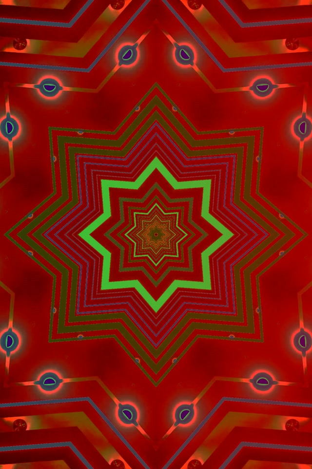 Bintang Merah Hijau Terowong Neon Penyelamat Skrin 60fps 2:3 Foto Portrait VJ Loop