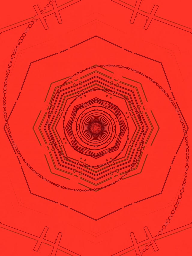 Terowong Neon Merah Vorteks Oktagon VJ Loop 3:4 iPad Potret 60fps Screensaver