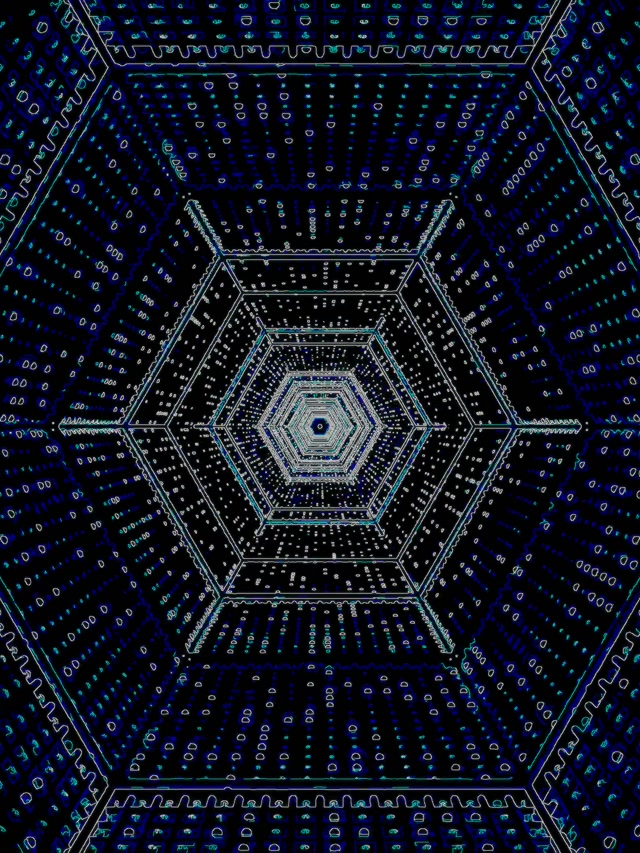 Terowong Neon Vortex Heksagon VJLoops 3:4 iPad Portrait 60fps Penyelamat Skrin