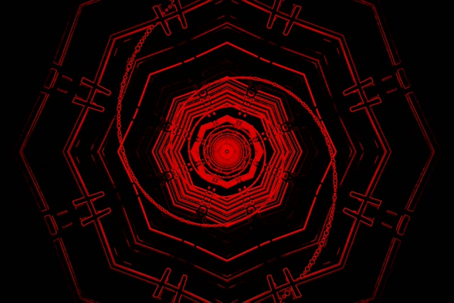 Red Neon Tunnel Pulsating Hexagon Grid VJ Loop 60fps 3:2 Screensaver