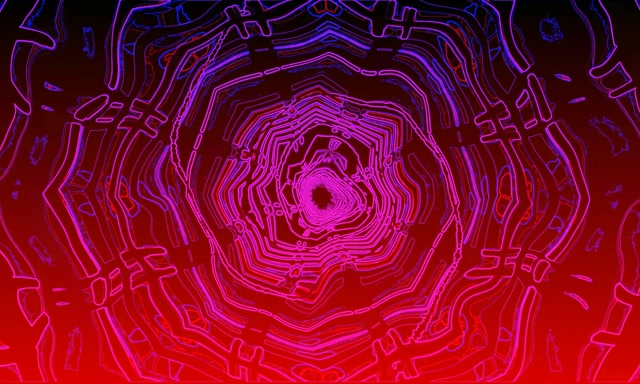 Neon Tunnel Pulsating Octagon Vortex VJ Loop 5:3 Wide 60fps Screensaver
