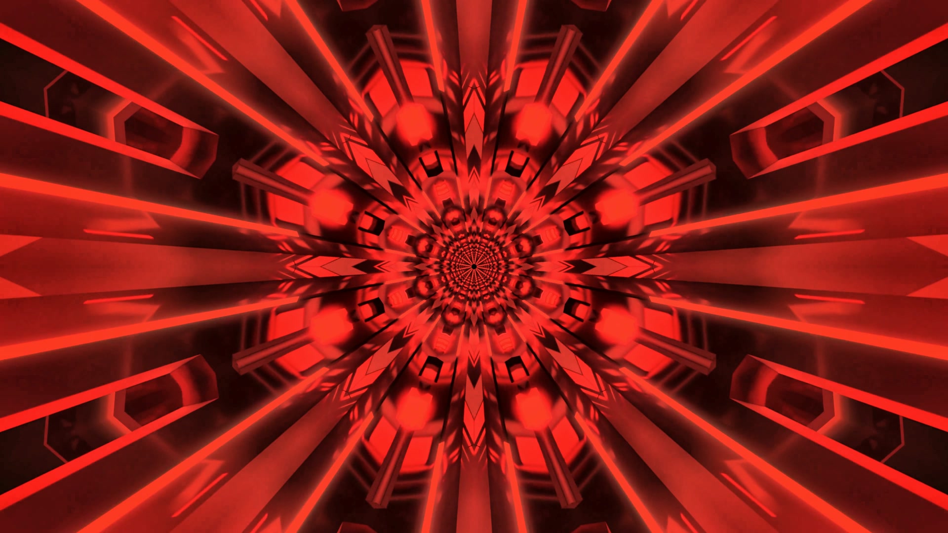 Terowong Neon Merah Kaleidoskop Penyelamat Skrin 4K UHD 60fps VJ Loop