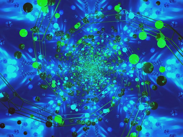 Terowong Neon VJ Loop Vorteks Orb Hijau Biru 4:3 Klasik 60fps Screensaver