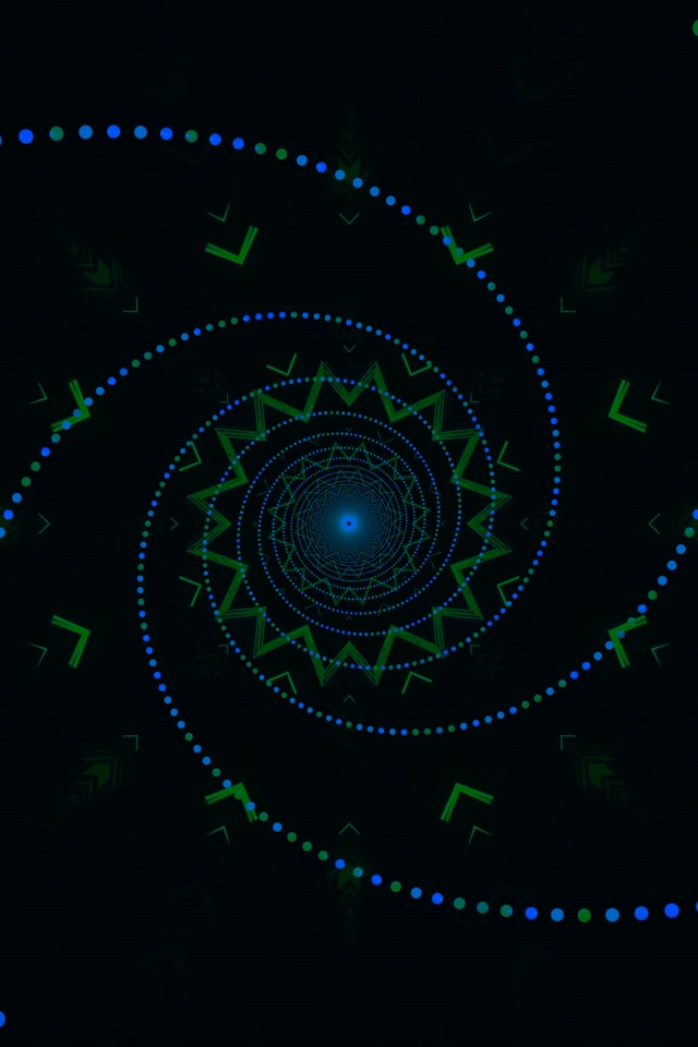 Terowong Neon Spiral Biru Hijau Screensaver 2:3 Portrait 60fps VJ Loop
