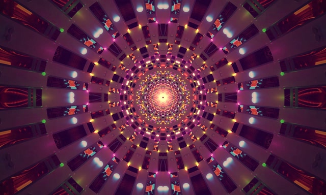 Terowong Neon Kaleidoskop VJ Loop 60fps 5:3 Lebar Screensaver Spiral Merah Jambu